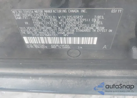 2011 Toyota Rav4 из США, поврежденный, VIN 2T3ZF4DV1BW081351